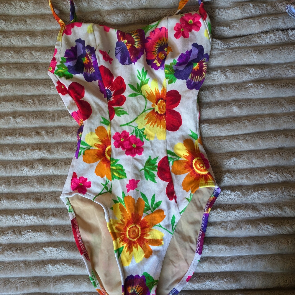 Vintage Acid Floral Swimsuit